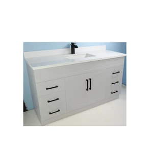 Image 3 of 60" Single-Sink Gray Vanity with Stone Top sold at Floors & Baths Pro's