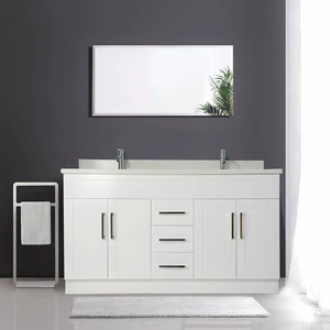  60" Double-Sink White Vanity with Stone Top 