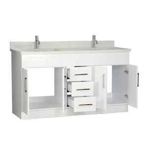 Image 2 of 60" Double-Sink White Vanity with Stone Top sold at Floors & Baths Pro's