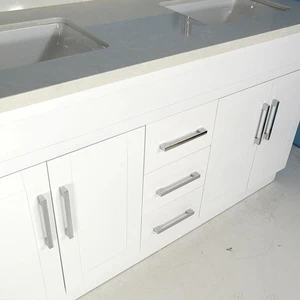 Image 3 of 60" Double-Sink White Vanity with Stone Top sold at Floors & Baths Pro's
