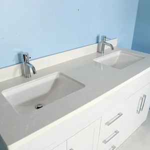 Image 4 of 60" Double-Sink White Vanity with Stone Top sold at Floors & Baths Pro's
