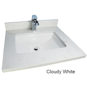 Image 7 of 60" Double-Sink White Vanity with Stone Top sold at Floors & Baths Pro's