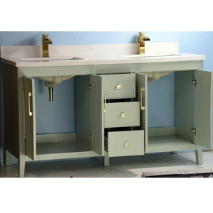 Image 2 of 60" European Style Green Double-Sink Vanity with Stone Top sold at Floors & Baths Pro's