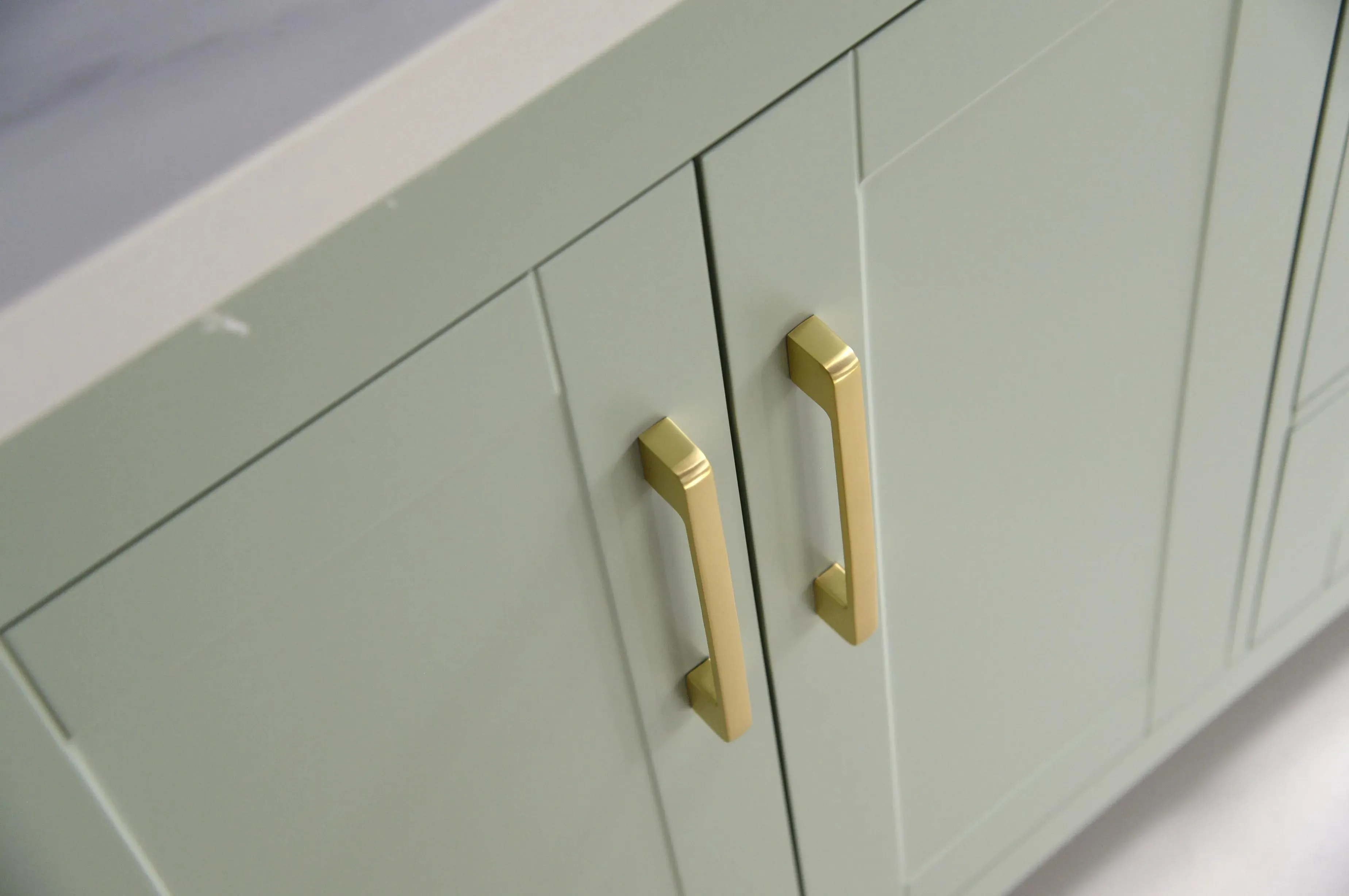 60" European Style Green Double-Sink Vanity with Stone Top