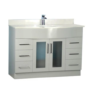 48" Traditional Style Curved Grey Vanity with Stone Top | Floors & Baths Pro's