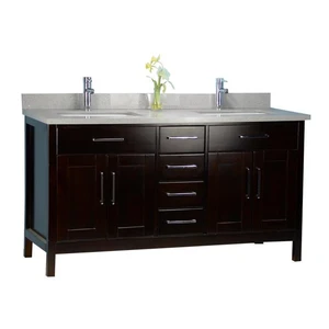 72" Double-Sink Solid Wood Espresso Vanity with Stone Top | Floors & Baths Pro's