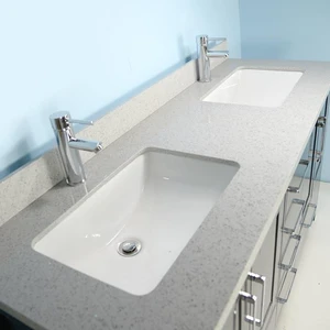 Image 3 of 72" Double-Sink Solid Wood Espresso Vanity with Stone Top sold at Floors & Baths Pro's