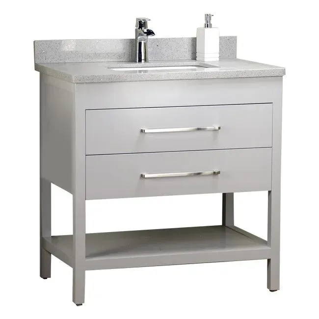 32'' Solid Wood Grey Vanity with Shelf