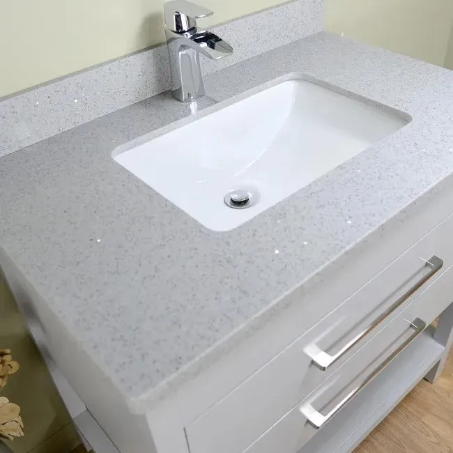 32'' Solid Wood Grey Vanity with Shelf