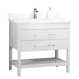  3" 36'' Solid Wood White Vanity with Shelf 