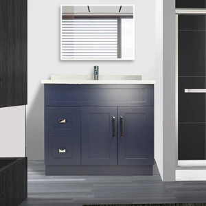 42" Shaker Style Dark Blue Vanity with Stone Top (2 drawers) | Floors & Baths Pro's