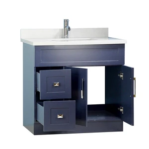 Image 2 of 42" Shaker Style Dark Blue Vanity with Stone Top (2 drawers) sold at Floors & Baths Pro's