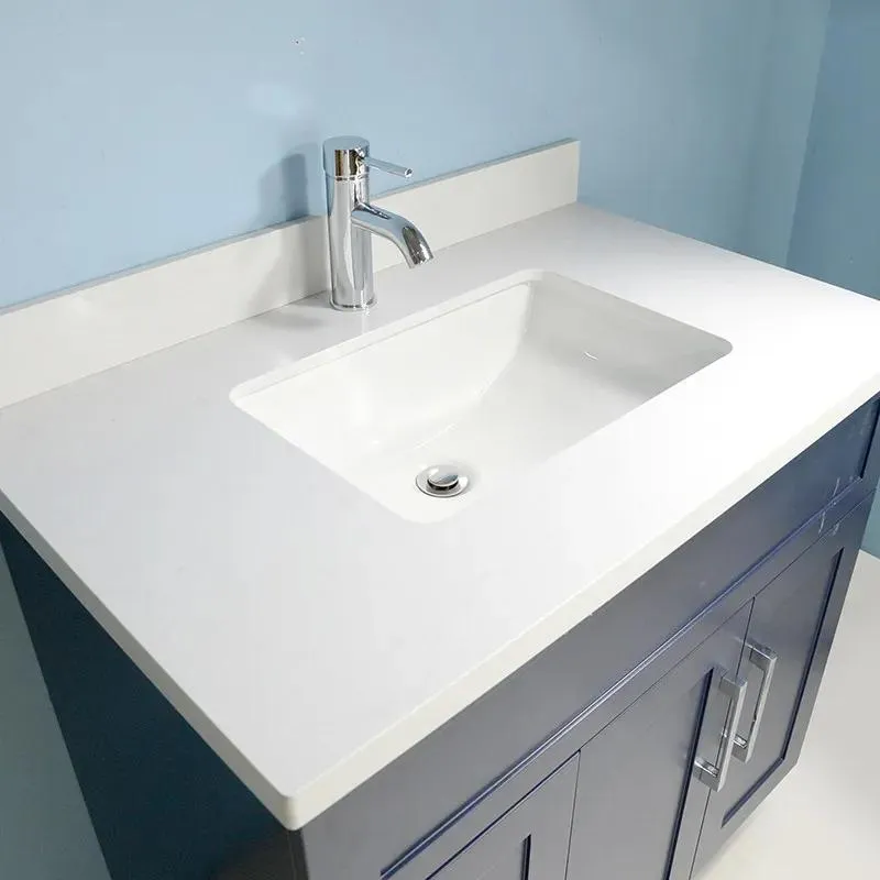 42" Shaker Style Dark Blue Vanity with Stone Top (2 drawers)