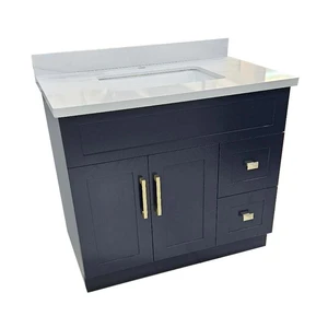 Image 6 of 42" Shaker Style Dark Blue Vanity with Stone Top (2 drawers) sold at Floors & Baths Pro's
