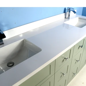 72" Shaker Style Green Double-Sink Vanity with Stone Top (6 drawers) | Floors & Baths Pro's