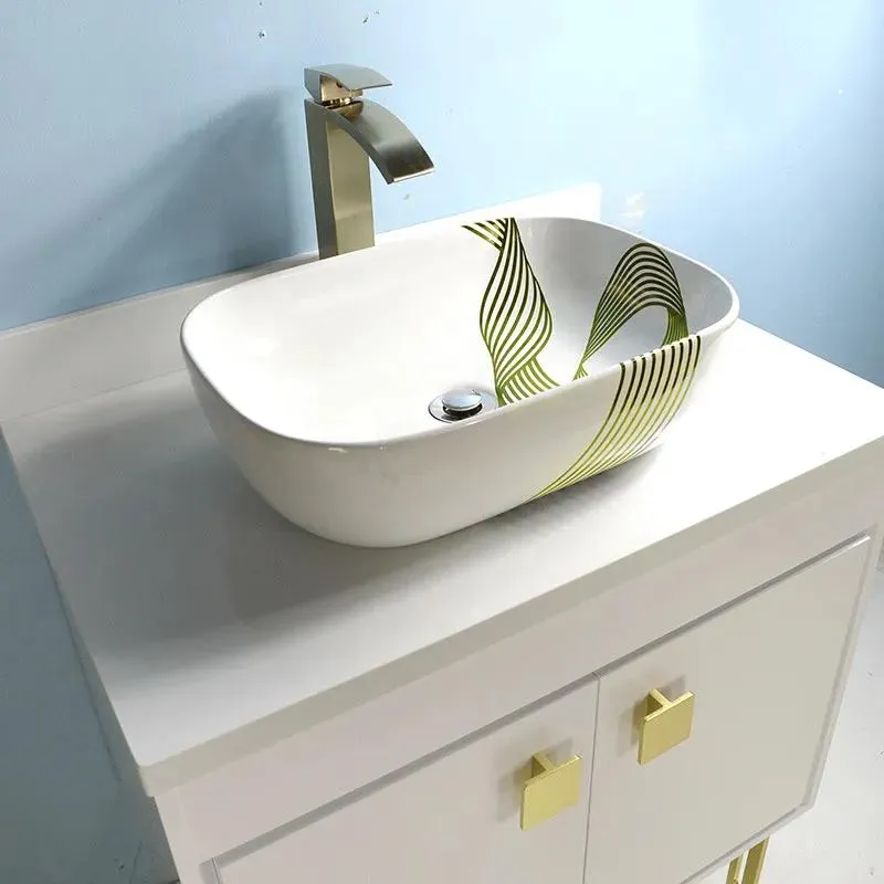 24" Wood White Vanity Base with Stone Top（Without Vessel Sink）