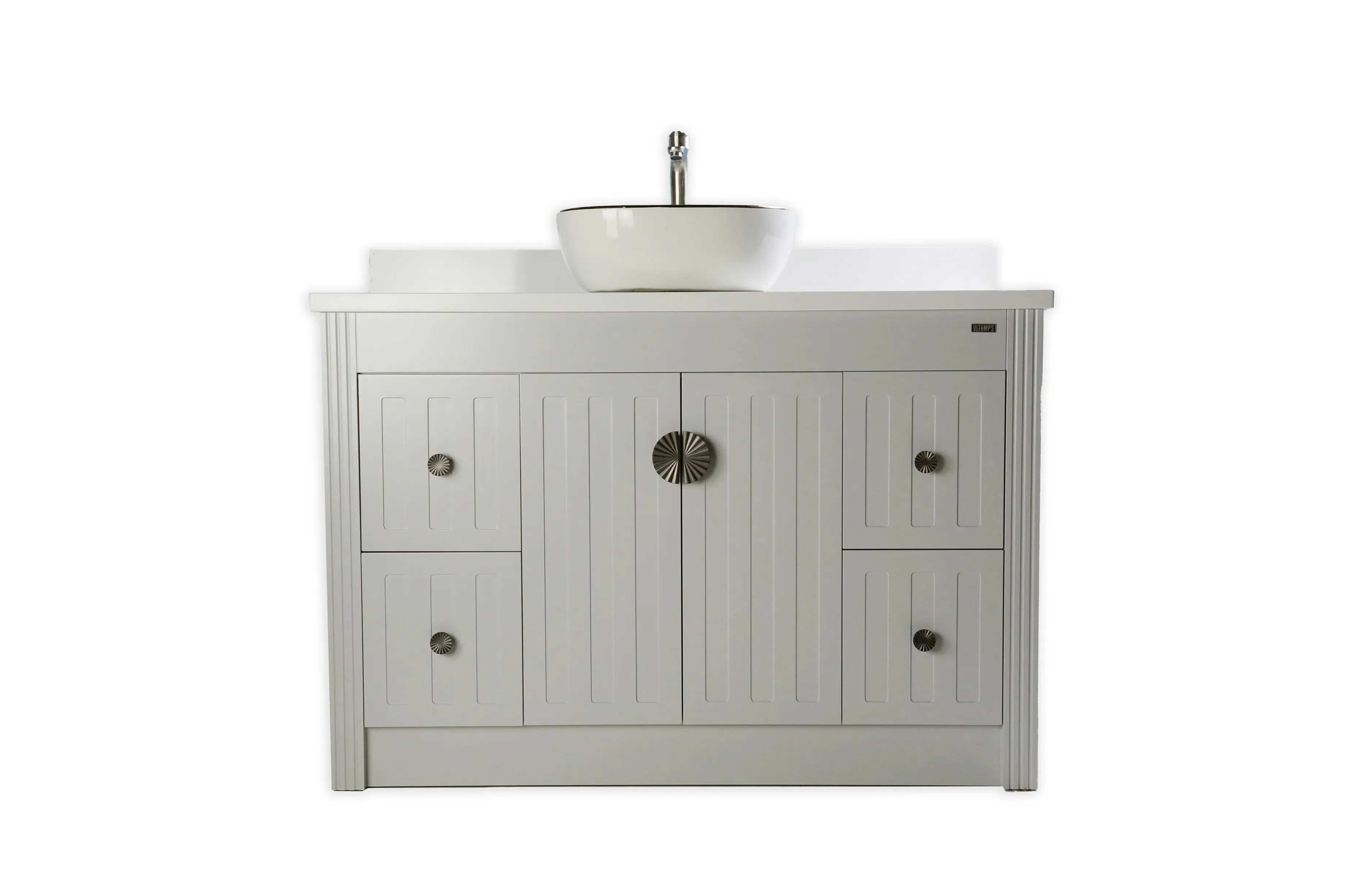 48" Vessel Sink Grey Vanity with Man-made Stone Top