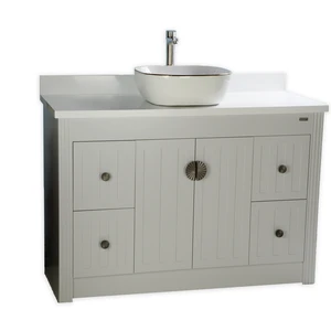 Image 2 of 48" Vessel Sink Grey Vanity with Man-made Stone Top sold at Floors & Baths Pro's