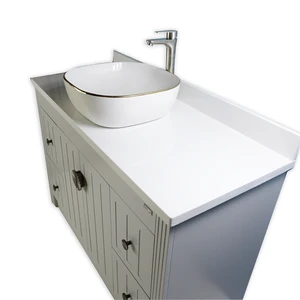 Image 3 of 48" Vessel Sink Grey Vanity with Man-made Stone Top sold at Floors & Baths Pro's