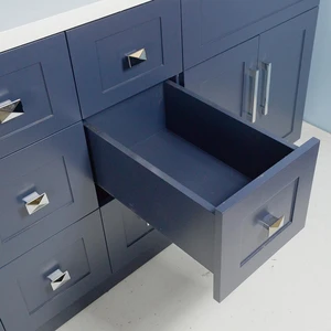 Image 6 of 72" Shaker Style Dark Blue Double-Sink Vanity with Stone Top (6 drawers) sold at Floors & Baths Pro's