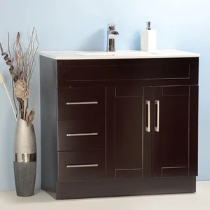 36" Asher style Espresso Vanity with Ceramic Top | Floors & Baths Pro's
