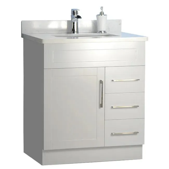 30" Shaker Style Gray Vanity with Stone Top