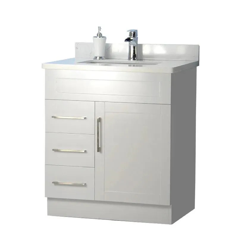 30" Shaker Style Gray Vanity with Stone Top