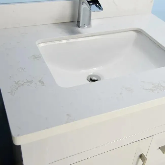 30" Shaker Style Gray Vanity with Stone Top