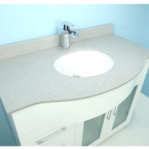 Image 2 of 40" Traditional Style Curved Grey Vanity with Stone Top sold at Floors & Baths Pro's