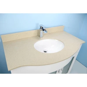 Image 3 of 40" Traditional Style Curved Grey Vanity with Stone Top sold at Floors & Baths Pro's