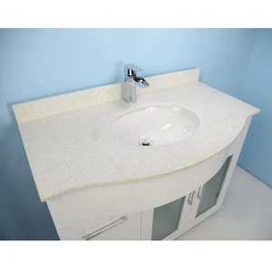 Image 4 of 40" Traditional Style Curved Grey Vanity with Stone Top sold at Floors & Baths Pro's