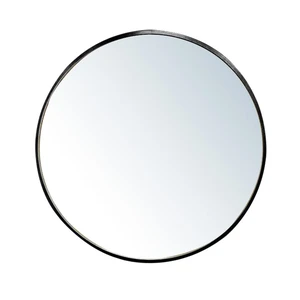  Aluminum Circle Thick Full-framed Mirror in Matte Black 