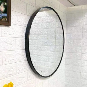 Image 3 of Aluminum Circle Thick Full-framed Mirror in Matte Black sold at Floors & Baths Pro's