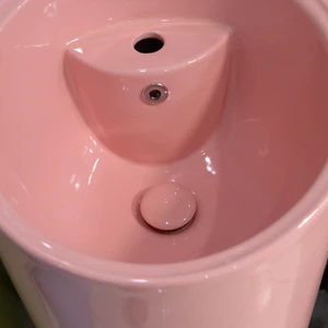 Image 2 of 15.5” Ceramic Round Shape Pink Pedestal Sink sold at Floors & Baths Pro's