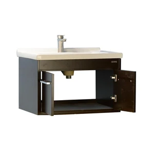 Image 2 of 32'' Wall-Mounted Solid Wood Espresso Vanity with Ceramic Sink sold at Floors & Baths Pro's