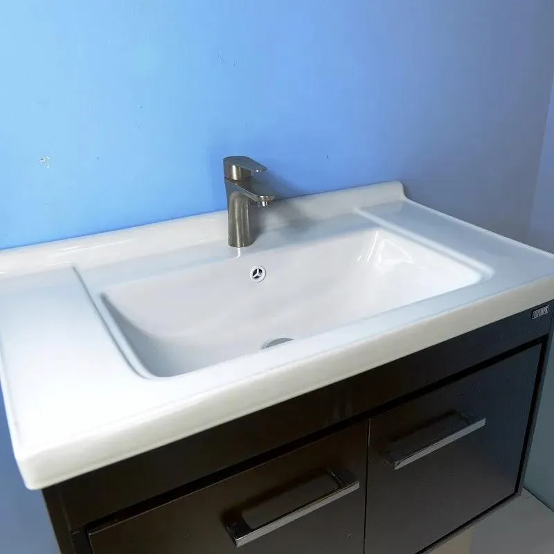 32'' Wall-Mounted Solid Wood Espresso Vanity with Ceramic Sink