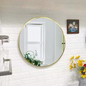 Image 2 of Aluminum Circle Thick Full-framed Mirror in Gold sold at Floors & Baths Pro's