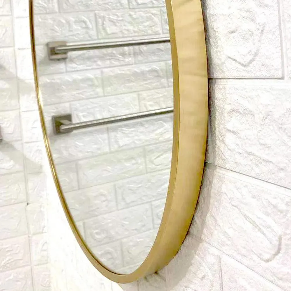 Aluminum Circle Thick Full-framed Mirror in Gold