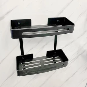 Image 2 of Bathroom Square Shelves with Hooks (Black) sold at Floors & Baths Pro's