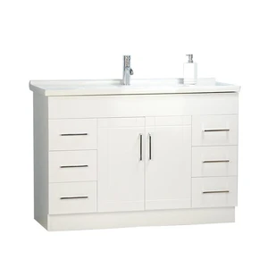 48" Shaker door style White Vanity with Ceramic Top (flat) | Floors & Baths Pro's