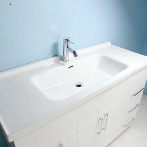 Image 4 of 48" Shaker door style White Vanity with Ceramic Top (flat) sold at Floors & Baths Pro's