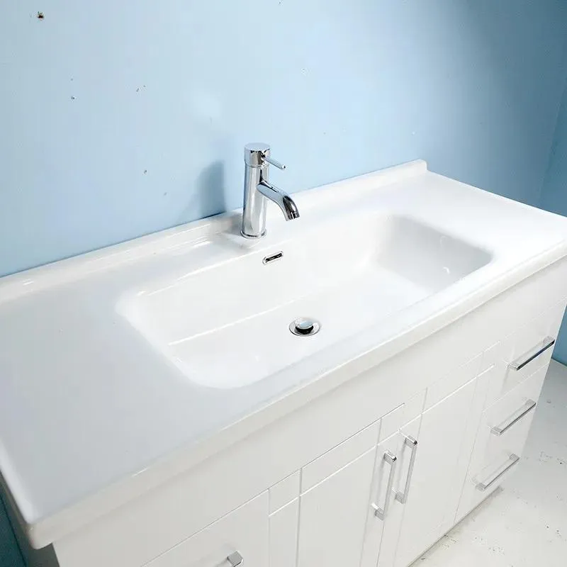 48" Shaker door style White Vanity with Ceramic Top (flat)