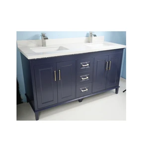 Image 5 of 60" European Style Double-Sink Blue Vanity with Stone Top sold at Floors & Baths Pro's