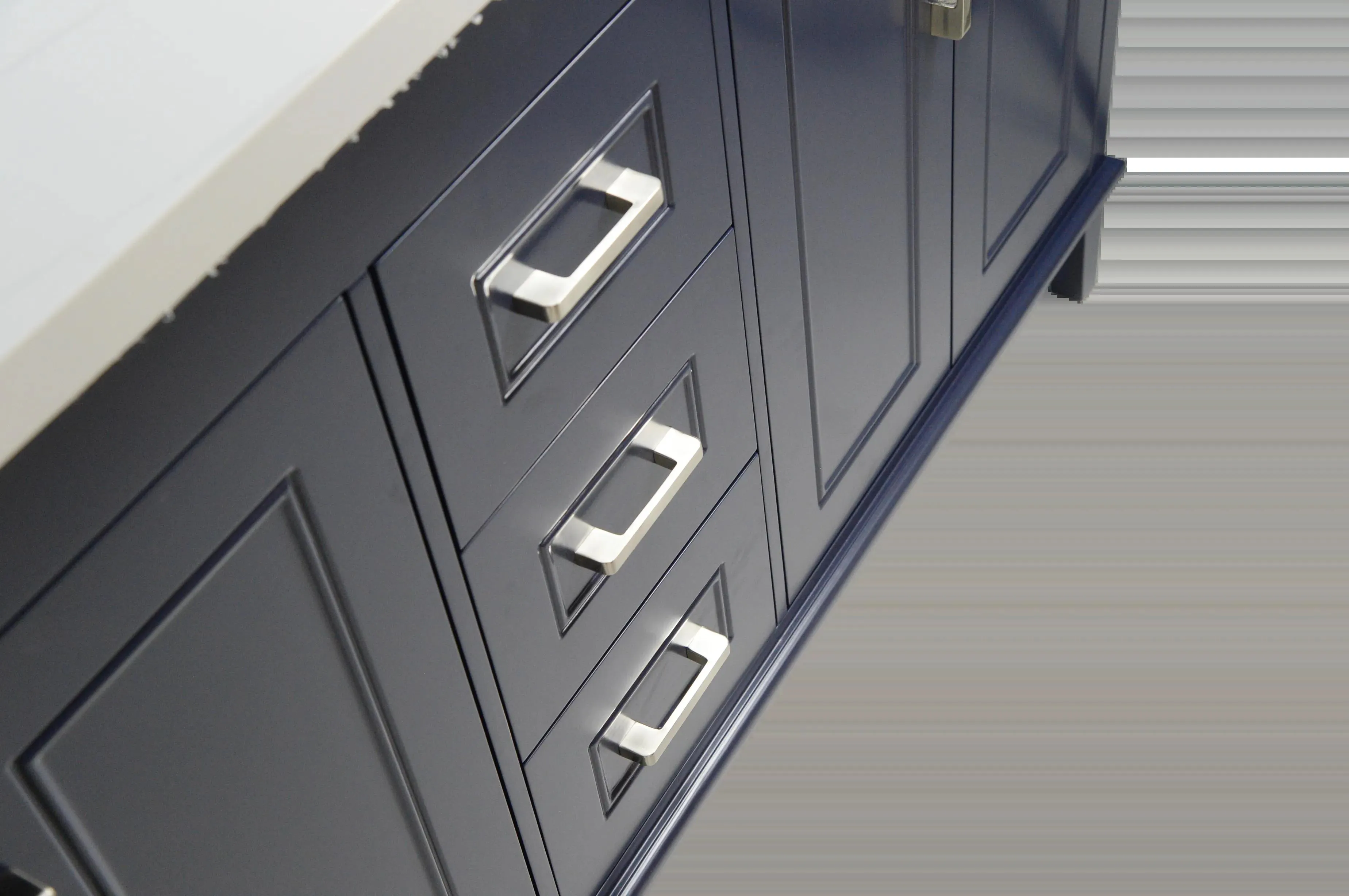 60" European Style Double-Sink Blue Vanity with Stone Top