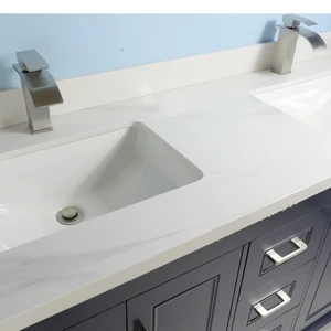 Image 8 of 60" European Style Double-Sink Blue Vanity with Stone Top sold at Floors & Baths Pro's