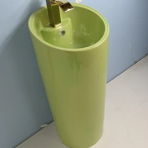 15.5” Ceramic Round Shape Green Pedestal Sink | Floors & Baths Pro's