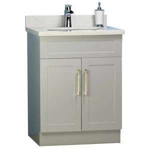 24" Grey Bathroom Vanity with Stone Top | Floors & Baths Pro's
