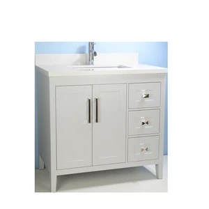 30" European Style Grey Vanity with White Countertop | Floors & Baths Pro's
