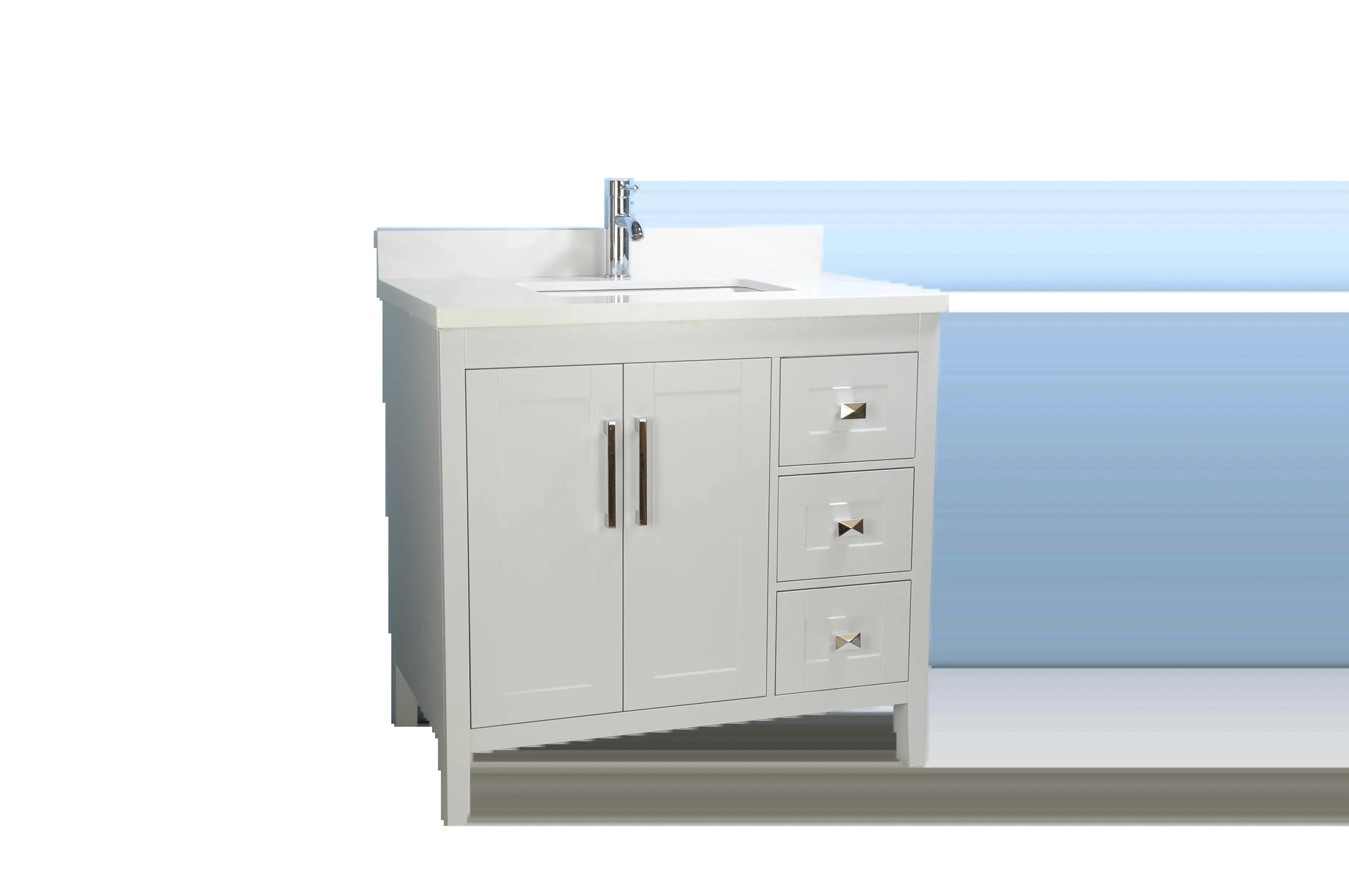 30" European Style Grey Vanity with White Countertop