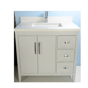 Image 2 of 30" European Style Grey Vanity with White Countertop sold at Floors & Baths Pro's